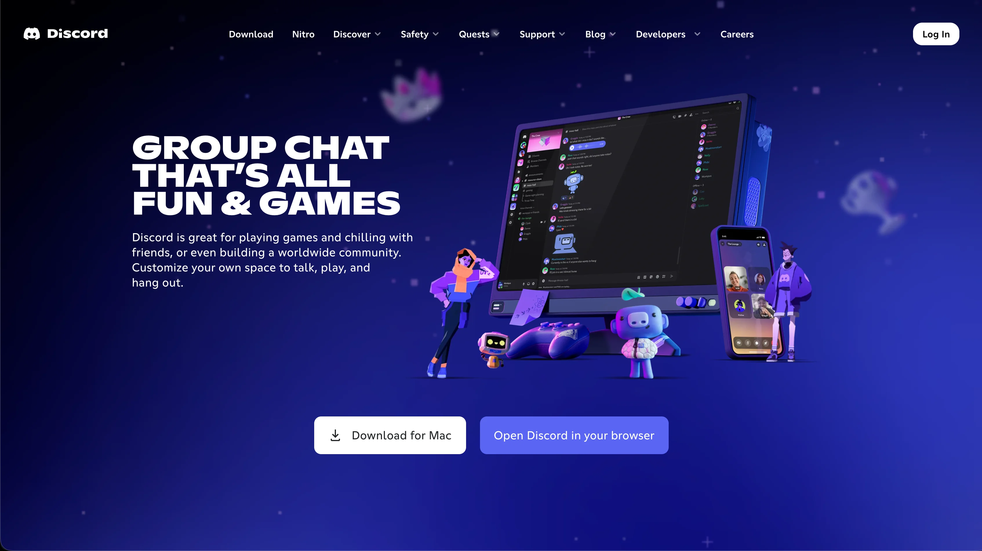 Discord web application interface and streaming options