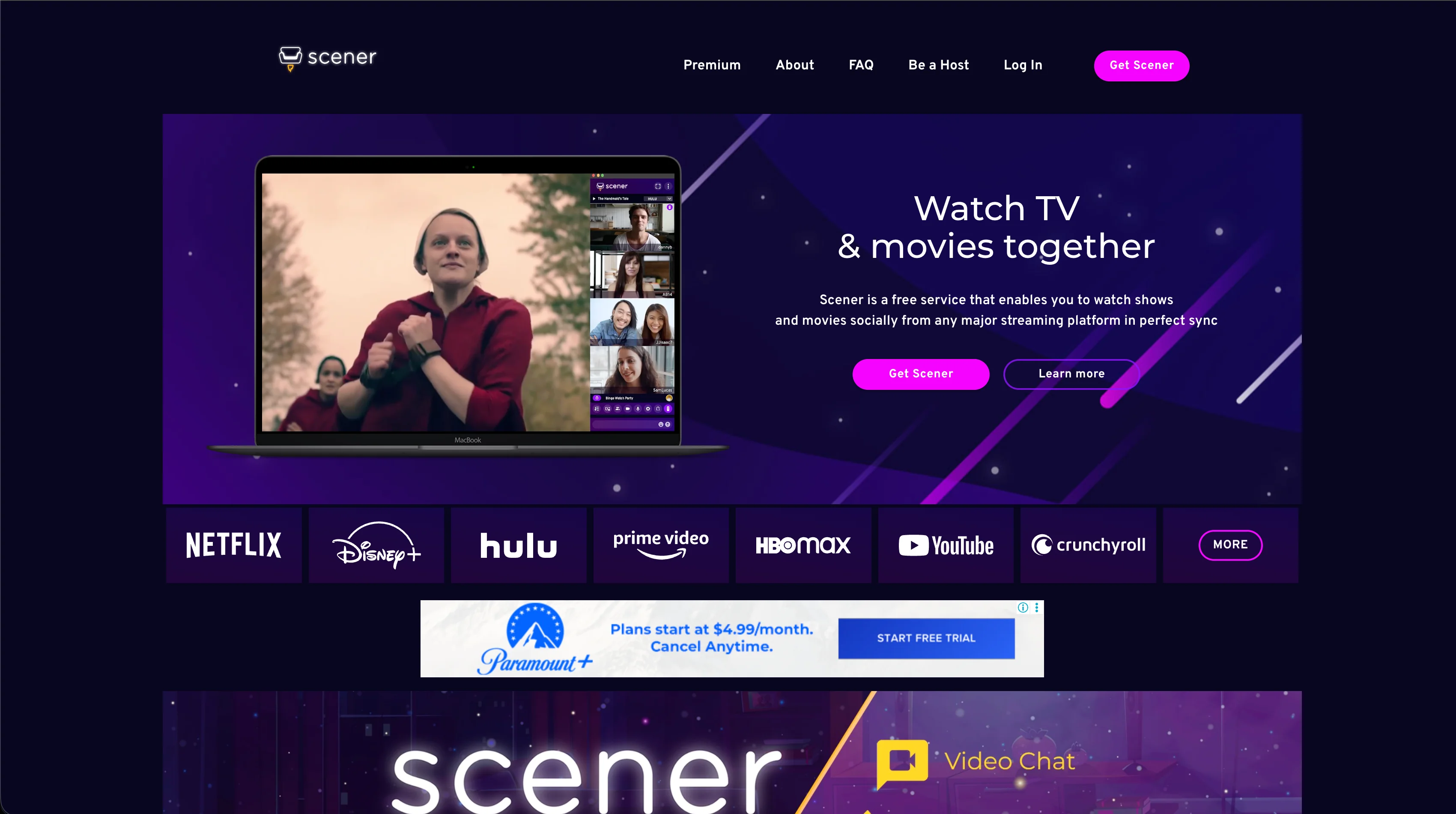 Scener virtual theater platform interface